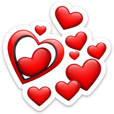 Red and Black hearts in invisible rectangle sticker