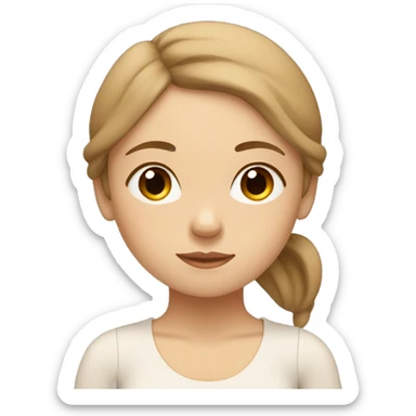 a girl with light brown hair and light skin doing yoga close eyes in beige set sticker