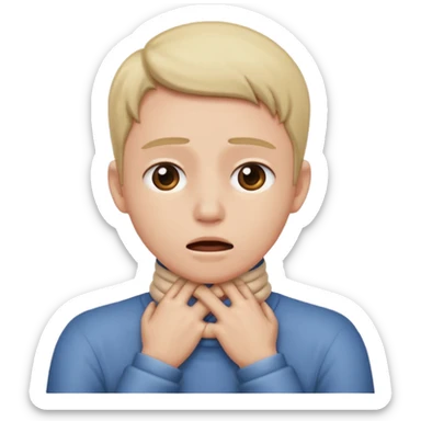 Someone chocking themselves  with their hands around their neck sticker