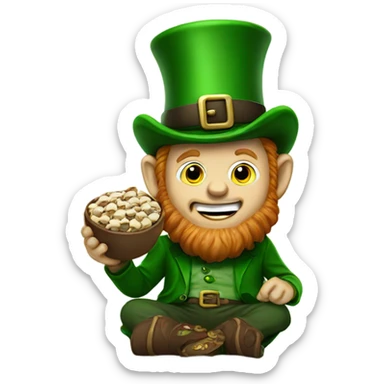 Leprechaun eating a buckeye sticker
