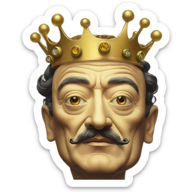 Salvador Dali as a robot king with a crown sticker