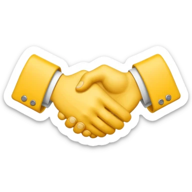 Graphic: 🤝 Handshake icon (white with yellow outline).
Animation: Hands meet, shake slightly.
Background: Transparent.
 sticker