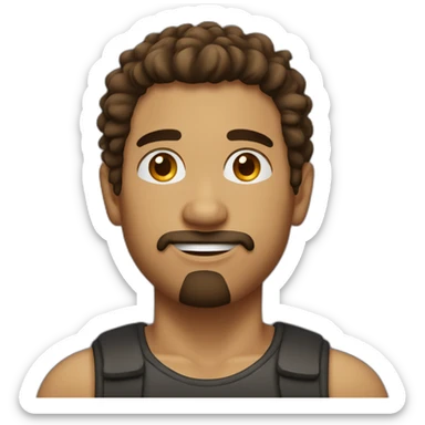 Hispanic male, brown scraggy hair, goatee, pierced nose sticker