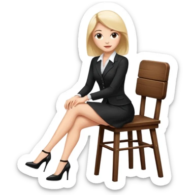 Business woman with short skirt and high heels sitting on chair sticker