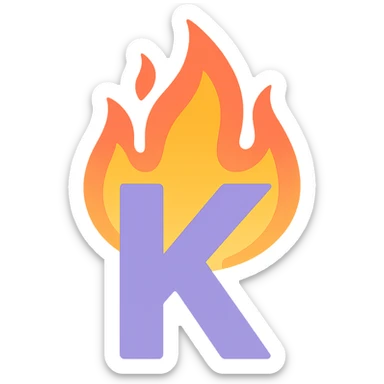 full color letter 'K' with intense animated-looking flames conveying a sense of exasperation sticker