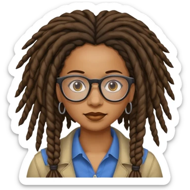 black Dreadlocked librarian lady with glasses sticker