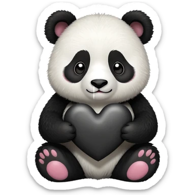 Panda holding black heart sticker