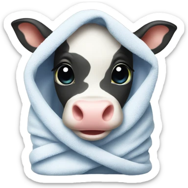 baby cow wrapped in a towel  sticker