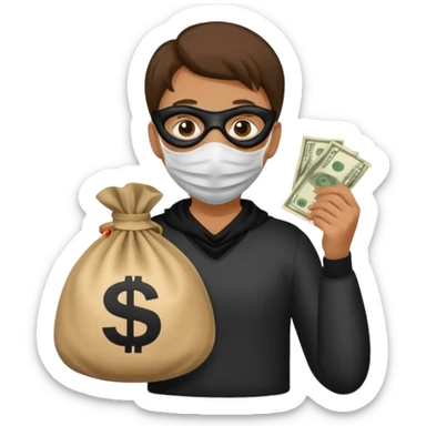 Thief running away with money bag  sticker