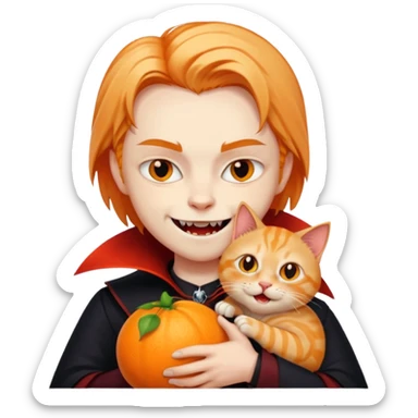 vampire cradling orange tabby sticker
