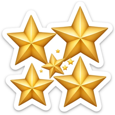 3 golden stars, one big in the center and two smaller on the sides sticker