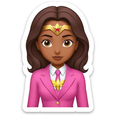 Brune girl pink suit Wonder Woman sticker