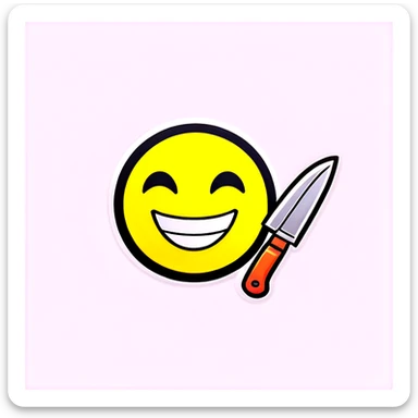 Smiling face emoji with knife sticker