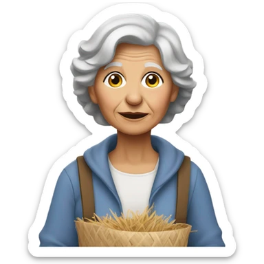 Grandma sniffing straw sticker