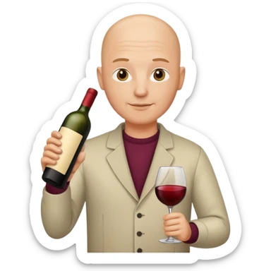 homme chauve avec une bouteille de vin sticker
