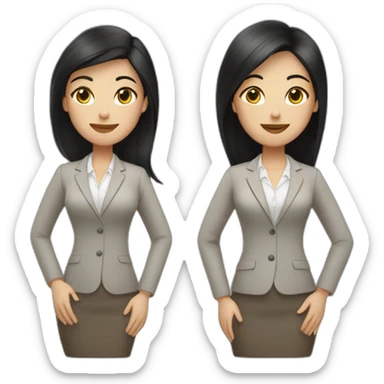 Two business girls, white, one tall with short black hair, one smaller with long light brown hair sticker