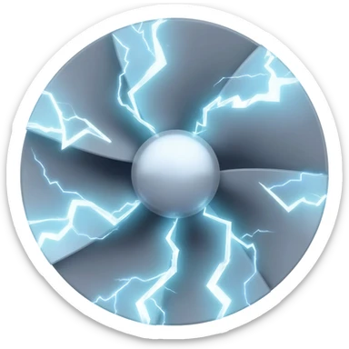 giant radiant energy turbine spinning with lightning arcs sticker