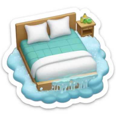 a PEI bed being washed with soapy water sticker