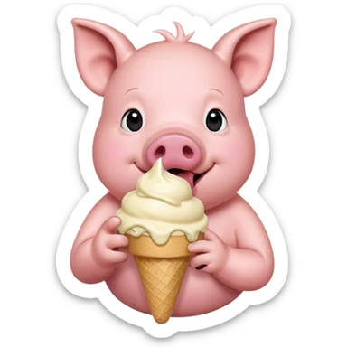 Pig eating ice cream sticker