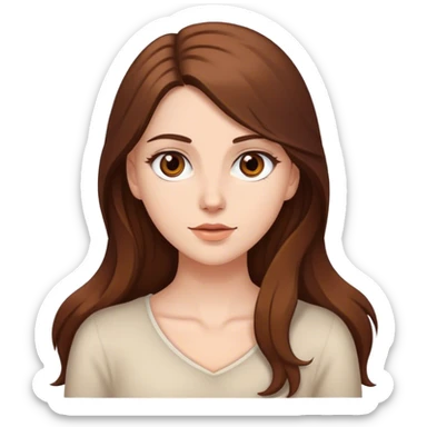 White Girl with long brown hair and brown eyes sticker