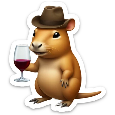 Capivara com terno e taça de vinho sticker