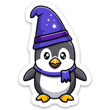 penguin wizard with sparkles sticker
