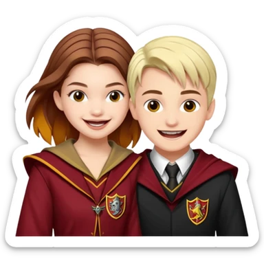Barbara Palvin as a gryffindor laughing with Draco Malfoy sticker