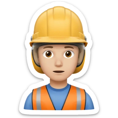 confused or questioning worker with helmet, simple, clear, no text sticker