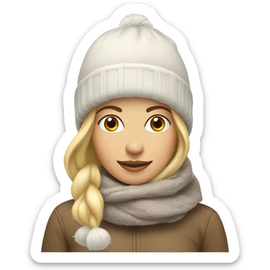 Woman Running Blonde Snow Hat Scarf sticker