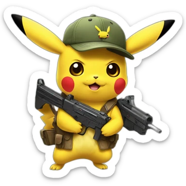 Pikachu with guns sticker