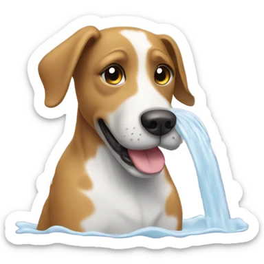 Dog taking a shower  sticker