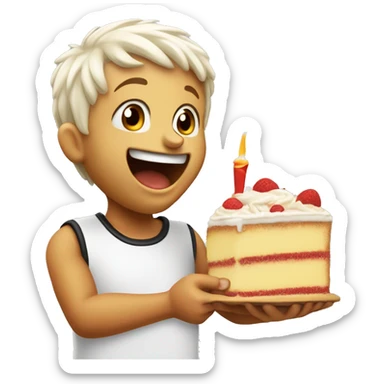 Create a Logo of A cute naughty kid whose face is full cream he has eaten the cake from and is holding on to a soccer football in his and is laughing innocently when asked what happened to the cake sticker