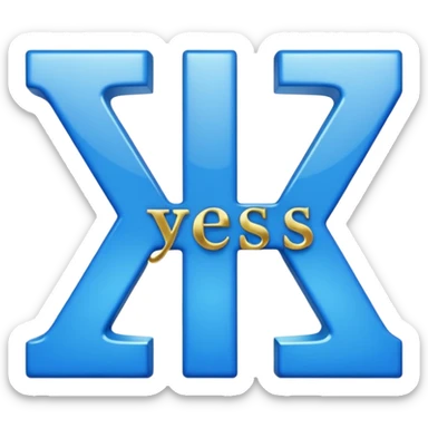 the word "yes" in blue and gold sticker