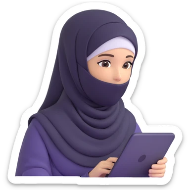 girl with hijab computer science engineer working with metaverse technology sticker