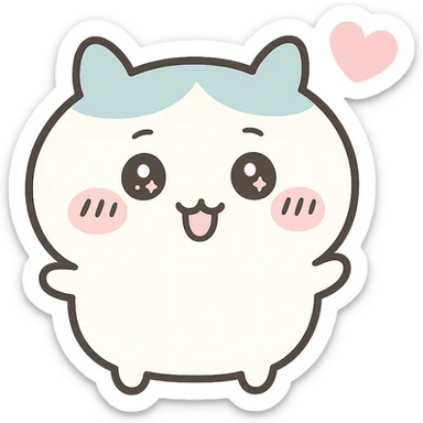 chiikawa character, happy expression, pastel colors, minimal background sticker