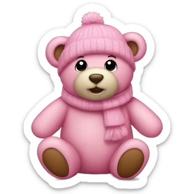 Pink Teddy Bear Winter sticker