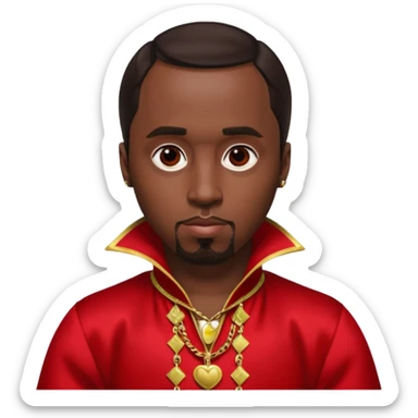 P.Diddy with dark brown hair, red outfit sticker