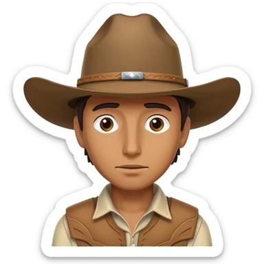 Cowboy with head tilted down and hat covering most of his face sticker