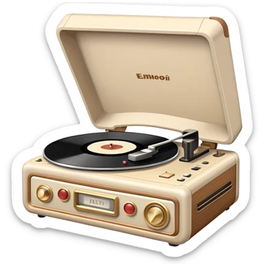 record player, white and beige  sticker