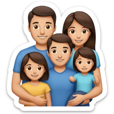 Husband wife and kids brunettes  sticker