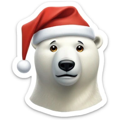 Polar bear with Christmas hat sticker