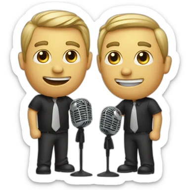 two men with microphones sticker