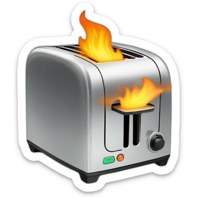 money on fire in a toaster sticker