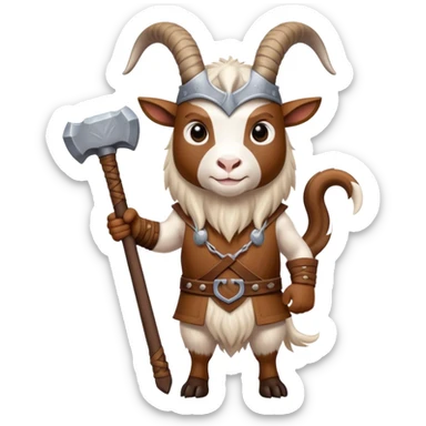 Viking norwegian goat as an animal in full height  with thors hammer sticker