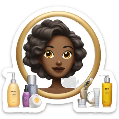 Beautiful with table with a mirror and skincare products sticker