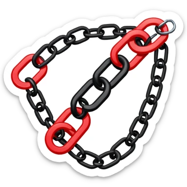 iOS sticker, broken chain, black links, red break, minimal sticker