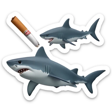 shark with sigarets  sticker