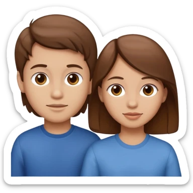 Fight girl and boy Brown hair  sticker