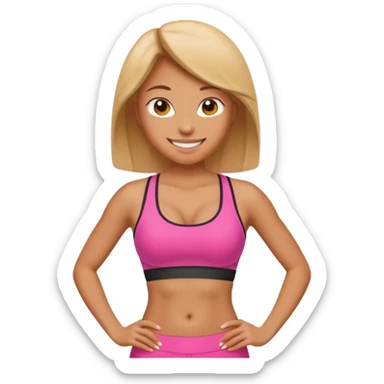 sporty woman cartoon emoji style belly abs sticker