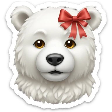 White bear with a bow sticker